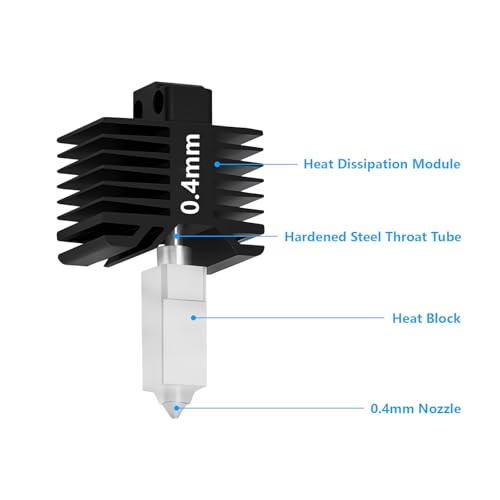 P1P P1S 0.4mm Hardened Steel Hotend, All-Metal Integerted Desige Hot End 320℃ High Temperature Print Head Nozzle Replacement for X1/X1C/P1S /P1P 3D Printer - style: 0.4mm