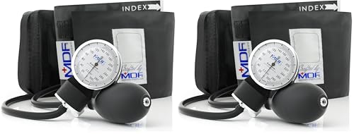 MDF Instruments, Calibra Aneroid Premium Professional Sphygmomanometer, Blood Pressure Monitor with Adult Cuff & Carrying Case, Lifetime Calibration, White Dial, Black Cuff, MDF808M11 (Pack of 2) - color: Black, size: Standard Gauge - Adult Cuff (Pack of