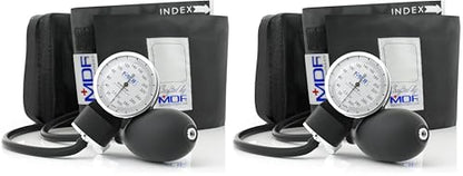 MDF Instruments, Calibra Aneroid Premium Professional Sphygmomanometer, Blood Pressure Monitor with Adult Cuff & Carrying Case, Lifetime Calibration, White Dial, Black Cuff, MDF808M11 (Pack of 2) - color: Black, size: Standard Gauge - Adult Cuff (Pack of