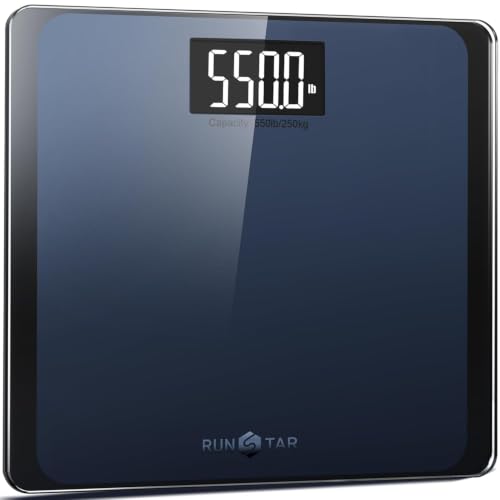 RunStar 550lb Bathroom Digital Scale for Body Weight with Ultra-Wide Platform and Large LCD Display, Accurate High Precision Scale with Extra-High Capacity - color: Blue Black