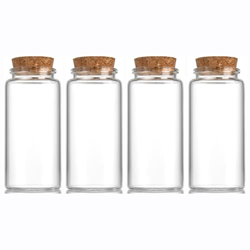 4 pcs 120ml Small Glass Bottles with Cork Stopper,Graduation Gifts,Decorative Bottle,Vials Jars,Cute Storage Jar,Wishing Bottle 47x90mm(1.85x3.55inch) - size: 47x90mm(1.85x3.55inch)