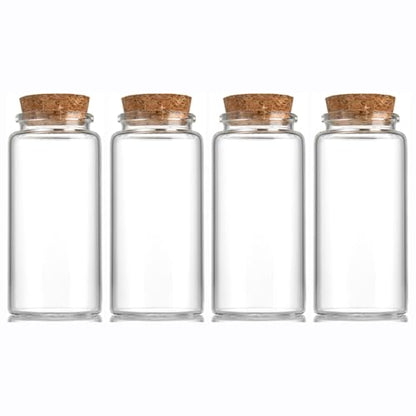 4 pcs 120ml Small Glass Bottles with Cork Stopper,Graduation Gifts,Decorative Bottle,Vials Jars,Cute Storage Jar,Wishing Bottle 47x90mm(1.85x3.55inch) - size: 47x90mm(1.85x3.55inch)