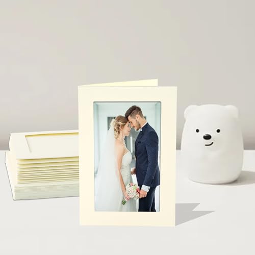 Silunkia 60 Packs Cream Photo Frame Cards and Envelopes for 5 x 7 Picture - color: Cream, size: 5x7