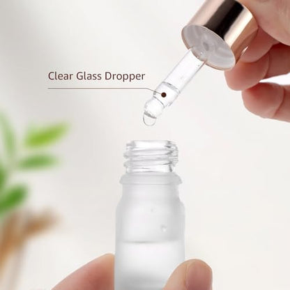 30 Pack 5ml Frosted Glass Dropper Sample Bottles, Rose Golden Caps - color: Frosted, size: 5mL-30pcs