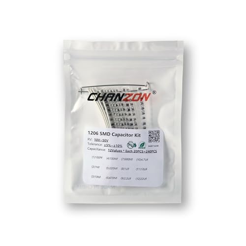 Chanzon 1206 SMD Ceramic Capacitor Assortment Kit 240pcs - 12 Values MLCC
