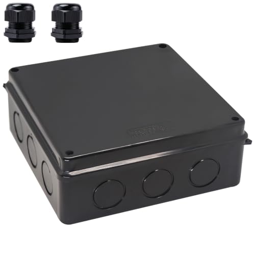 Project Box IP65 Waterproof Dustproof Junction Boxes ABS Plastic DIY Electronic Case, Indoor & Outdoor Electrical Box Power Cord Enclosure Black 200x200x80mm - size: 7.9" x 7.9" x 3.1"