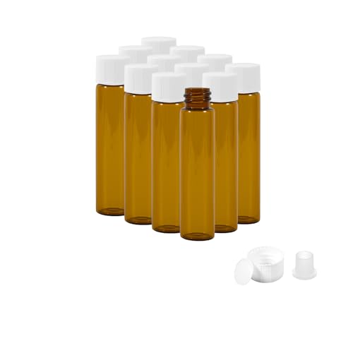 12PCS 7ml Amber Glass Small Vials with White Screw Caps & Plastic Stoppers - color: AMBER, size: 7ml