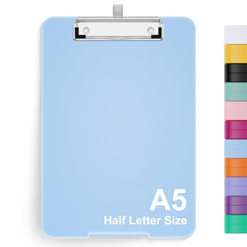 Hongri A5 Clipboard with Storage, Metal Retractable Pen Holder, Blue - color: Blue