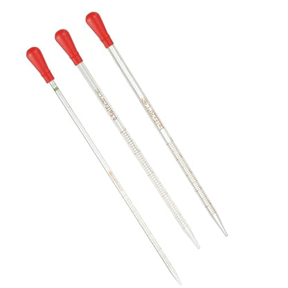 PATIKIL Graduated Dropper Pipettes Kit, 3 Pack 0.1ml/0.5ml/1ml Borosilicate Glass Pipette with Rubber Squeeze Bulb for Transfer Liquid for Lab, Chemistry