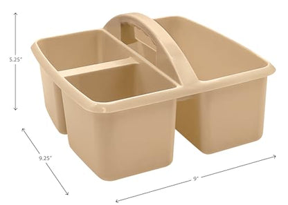Teacher Created Resources Light Brown Portable Plastic Storage Caddy 6-Pack for Classrooms, Kids Room, and Office Organization, 3 Compartments
