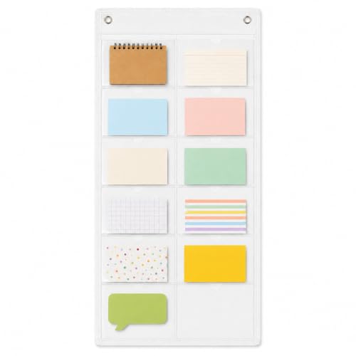 1 Pack 3" x 5" Index Card Holder Sleeve 16 Slots for Office, White - color: White