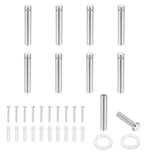 PATIKIL 1/2x2.4" Standoff Screws, 8 Pack Stainless Steel Stand Off Wall Mounts Wall Sign Mounting Hardware Advertising Standoff Nail for Hanging Acrylic Signs Picture Frame, Silver - size: 1/2x2.4"