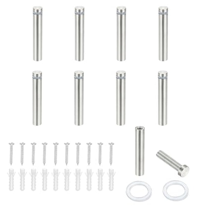 PATIKIL 1/2x2.4" Standoff Screws, 8 Pack Stainless Steel Stand Off Wall Mounts Wall Sign Mounting Hardware Advertising Standoff Nail for Hanging Acrylic Signs Picture Frame, Silver - size: 1/2x2.4"