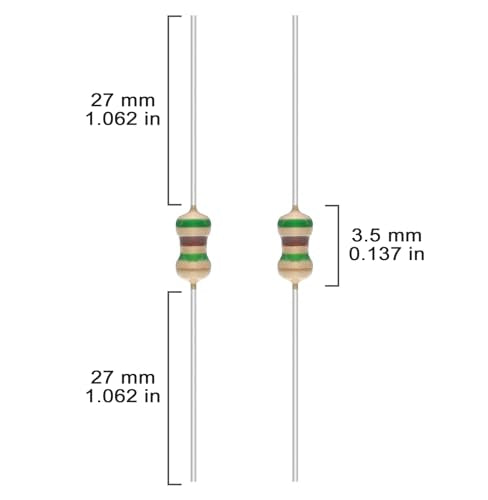 50 Values 1/8W Resistor Kit from 1 Ohm to 1M Ohm 1/8 Watt 5% Carbon Film Resistors Assortment - size: 1/8W