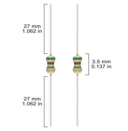 50 Values 1/8W Resistor Kit from 1 Ohm to 1M Ohm 1/8 Watt 5% Carbon Film Resistors Assortment - size: 1/8W