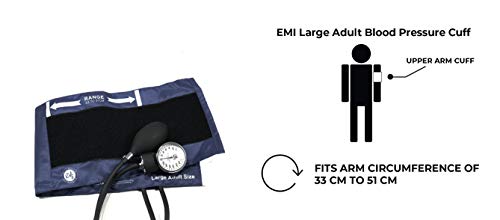 EMI EBL-430 Navy Sprague Stethoscope and Large Adult Cuff (See Large Cuff Size: 33 cm to 51 cm | 13 inch to 20 inch) Aneroid Sphygmomanometer Manual Blood Pressure Set - size: Large Adult Cuff Set - Navy