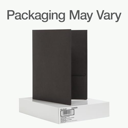 Oxford 2 Pocket Folders, 50 Pack, Black, School & Classroom Value Pack - color: Black