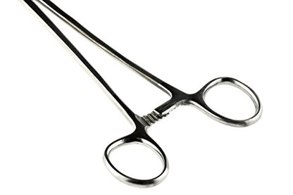 SE 10-Inch Stainless Steel Curved Forceps - Self-Locking, Serrated Tip for Precision Grip and Clamping - Perfect for Crafting, Fishing Tasks, Jewelry Making, and More! -611FC - size: 10", style: Curved