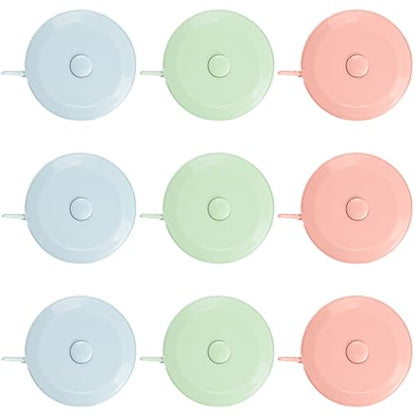 ELANE Tape Measure Package Includes 9 Cartoon Cute Mini Tape Measures for Body, Sewing, Cutting, Weight Loss Measurement (Round-3 Colors(Empty)) - color: Round-3 colors