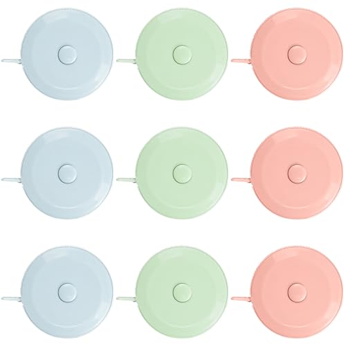 ELANE Tape Measure Package Includes 9 Cartoon Cute Mini Tape Measures for Body, Sewing, Cutting, Weight Loss Measurement (Round-3 Colors(Empty)) - color: Round-3 colors