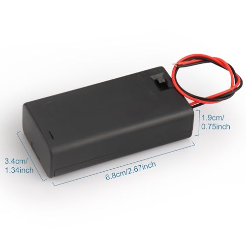 VWEICYY 6PCS 2 x 1.5V AA Battery Holder Enclosures with Wire Leads and On/Off Switch (6)