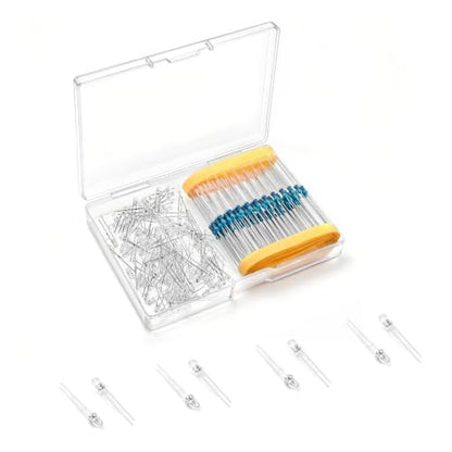 CHANZON 100pcs 3mm Warm White LED Diodes + 100pcs 470Ω Resistors Kit - color: K) Warm White, size: 3mm