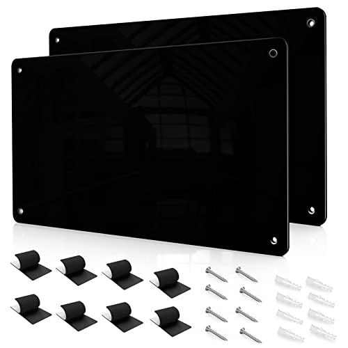 17.7" x 11.8" 2 Pack Black Metal Magnetic Board - Magnet Bulletin Board to Display Magnetic Letters Numbers Animal, Poetry, Spice Jars, Notes, Photos, Suitable for Wall, Refrigerator, Cubicle - color: Black, size: 2 Pack(17.7 × 11.8 inches)