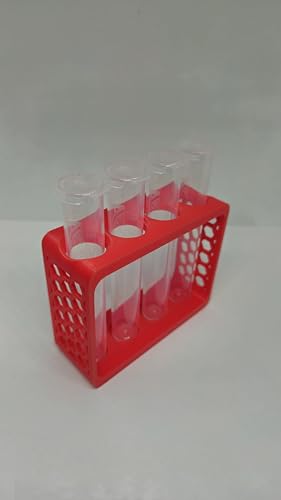 Aquatic Water Quality Testing Tube Holder with 4CT 10ml Test Tubes 5ml Markings - Plastic Durable Rack, 4 Tubes Variation (Red Rack w/ 4CT Testing Tubes) - style: Red Rack w/ 4CT Testing Tubes