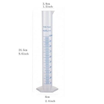 100ml Plastic Graduated Cylinder, Hexagonal Base, Double Scale