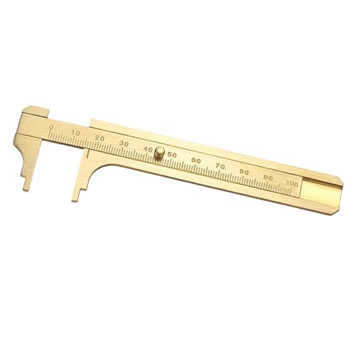uxcell Pocket Caliper Ruler 100mm Brass Sliding Gauge Mini Caliper Precision Double Scales Metric Measurement Tool Drawing Measuring Ruler Gold - size: 100mm