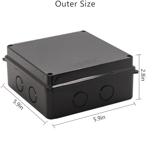 Project Box IP65 Waterproof Dustproof Junction Boxes ABS Plastic DIY Electronic Case, Indoor & Outdoor Electrical Box Power Cord Enclosure Black 150x150x70mm 2pcs - size: 5.9" x 5.9" x 2.8"(2pcs)