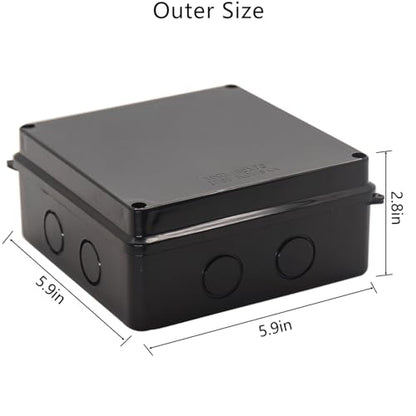 Project Box IP65 Waterproof Dustproof Junction Boxes ABS Plastic DIY Electronic Case, Indoor & Outdoor Electrical Box Power Cord Enclosure Black 150x150x70mm 2pcs - size: 5.9" x 5.9" x 2.8"(2pcs)