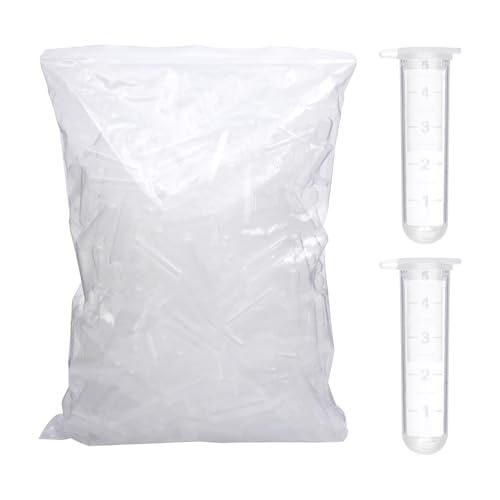 5ml Microcentrifuge Tubes 200PCS,Centrifuge Tubes with Attached Lid,Clear Round Micro Centrifuge Small Sample Bottle Vials Container for Lab,Plastic Lab Snap Tubes,Clear Graduation,Bag Pack - size: 5ml