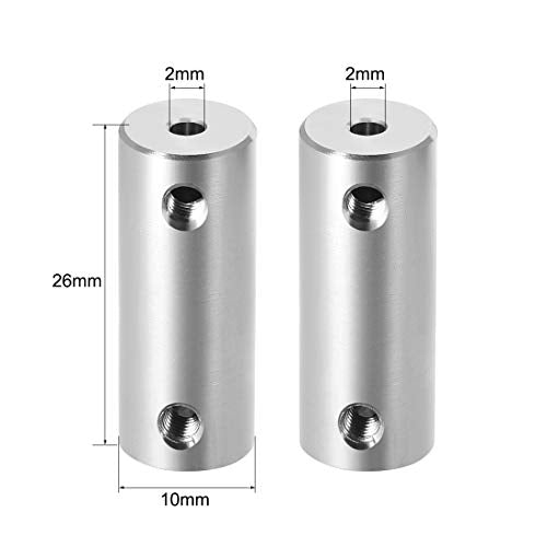 uxcell 2mm to 2mm Bore Rigid Coupling Set Screw L26XD10 Aluminum Alloy,Shaft Coupler Connector for 3D Printers, Motor Accessories - size: 2mm to 2mm