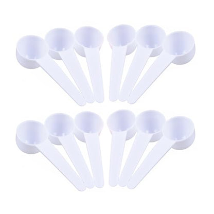 12 Pack Plastic Measuring Scoops, Teaspoon (1 tablespoon/10 mL) Long Handle Scoops for Measuring Coffee Tea Milk Spices Protein Powders Cooking Pet Food (White) - color: White