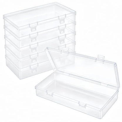 LJY 6 Clear Plastic Boxes, 6.1 x 3.4 x 1.2 in for Buttons - color: Clear, size: 6.1×3.3×1.2 in