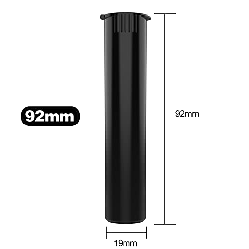92mm CR Plastic Packaging Pop Top Tubes - Child Resistant Travel Holder Vial Containers - 700 Qty (Black) - color: Black