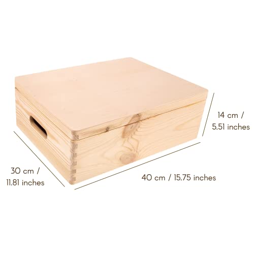 Creative Deco XL Wooden Storage Box with Hinged Lid - color: Beige, size: XL | Handles