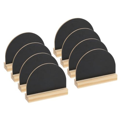 PATIKIL Mini Tabletop Chalkboard Signs, 8Pcs Small Chalkboard Signs with Easel Stand Double Side Wooden Semicircle Chalkboard for Food Labels Party Weddings Event Decorations, Black