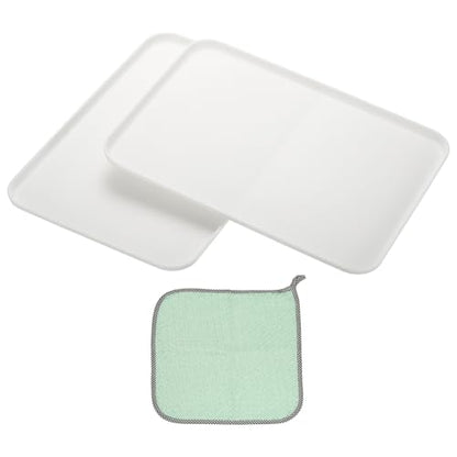 PATIKIL 15x10.6 Plastic Tray, 2 Pack Rectangular Plates Food Tray Wheat Plates Dishes Reusable Dessert Plate Trays with Cloth for Cake Fruits Salad Cupcake Steak Serving White - color: White, size: L(15"x10.6")