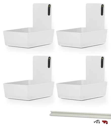 4/Pk Dental Lab Pan with Hanging Bar Strip Plastic Dental Medical Pro Lab Working Pans with Stainless Steel Clip for Notes (White) - color: White