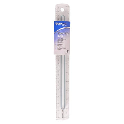 Westcott Finger Grip Ruler, Back-to-School, Smoke Gray, School Supplies, Classroom Supplies, 12-Inch - size: Single