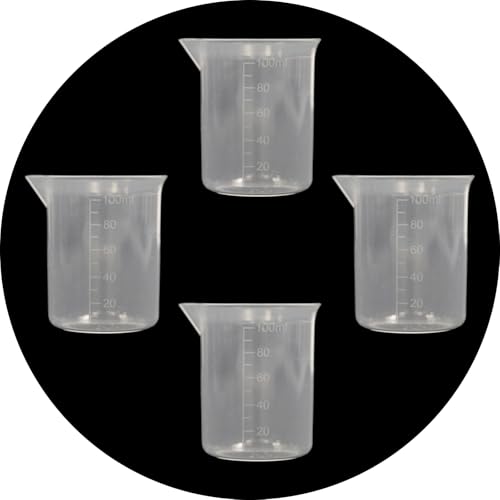 4Pcs 100ML Reusable Plastic Measuring Cup, Beaker Tip and Pour Measuring Containers for Kitchen Cooking Medicine Measure Tool - size: 100ML