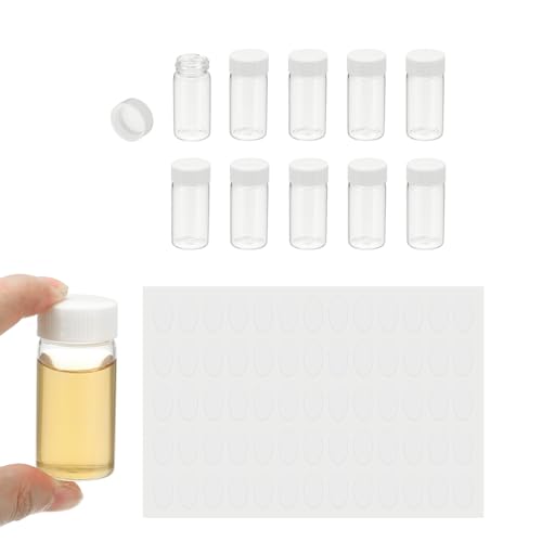 PATIKIL 10Pcs 20ml Clear Glass Vials Sample Vials with Screw Cap Reagent - size: 20ml