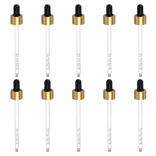PATIKIL Glass Eye Dropper w/Measurement mark for 3.4oz Glass Bottles 10Pcs - color: Black/Gold Top, size: 3.4oz