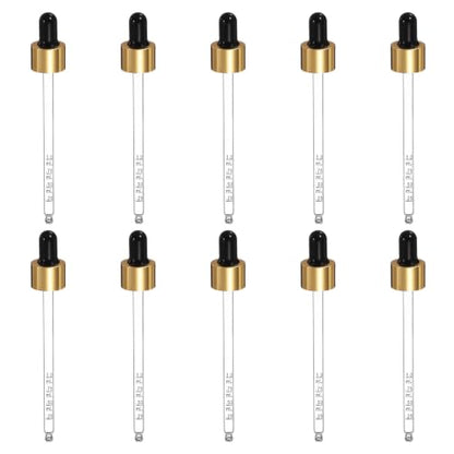 PATIKIL Glass Eye Dropper w/Measurement mark for 3.4oz Glass Bottles 10Pcs - color: Black/Gold Top, size: 3.4oz