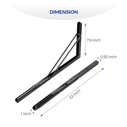 Ravinte Matte Black Folding Shelf Brackets, 22 Inch, 2 Pack - size: 22 Inch