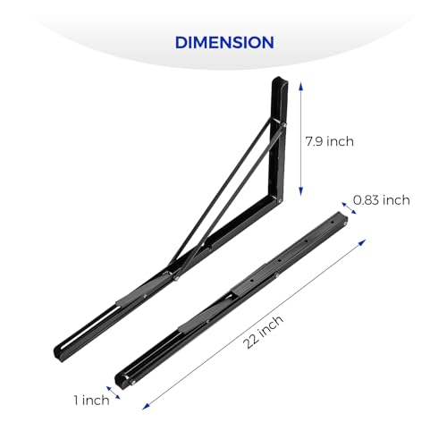 Ravinte Matte Black Folding Shelf Brackets, 22 Inch, 4 Pack - size: 22 Inch