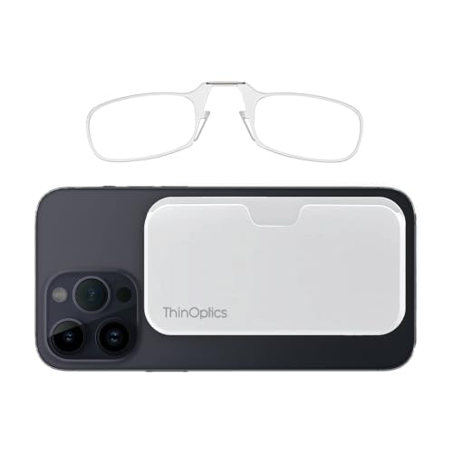 Always With You by ThinOptics Classic Readers + Attachable Glasses Case - color: White Case / Clear Frames