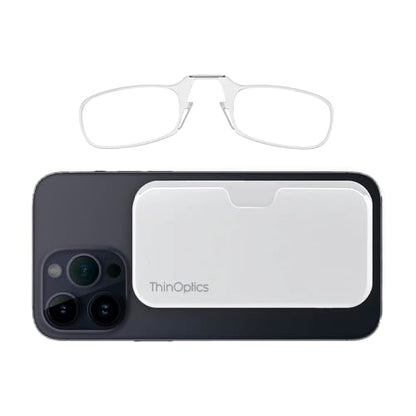 Always With You by ThinOptics Classic Readers + Attachable Glasses Case - color: White Case / Clear Frames
